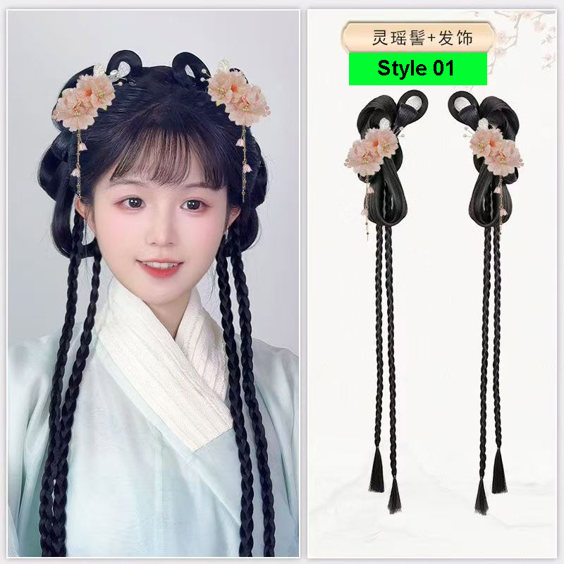 Adjustable Traditional Hair Bundle - Ming Style Clip-in Wig &amp;amp; Padded Base for Performances/Photoshoots